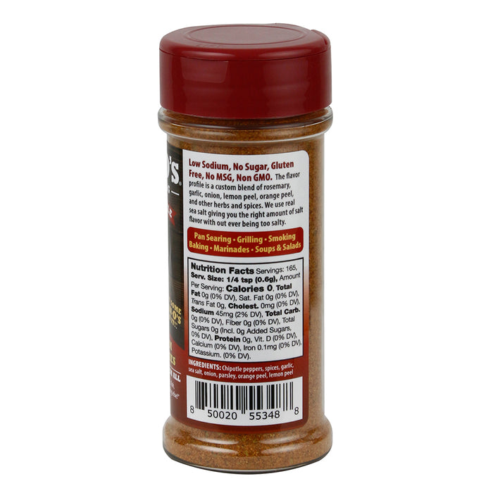 Dan-O's Hot Chipotle Low Sodium Zero Calorie Seasoning Gluten Free No MSG 3.5 Oz