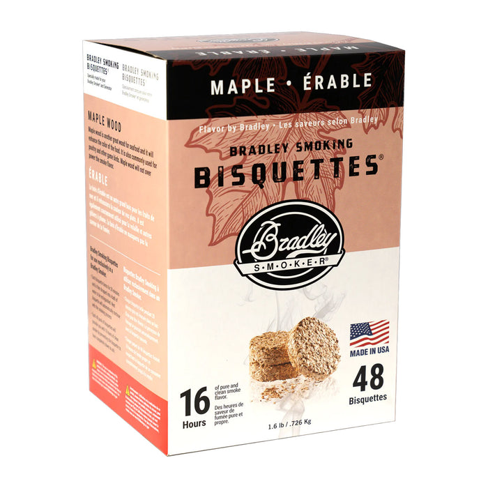 Bradley Smoker Maple Flavor Wood Smoking Bisquettes 48 Pack BTMP48