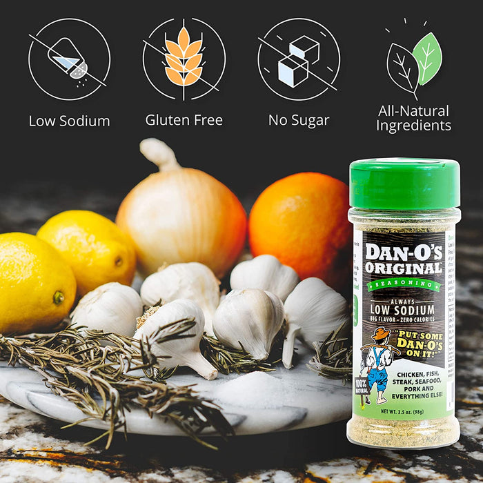 Dan-O's Original Low Sodium Seasoning and Rub 3.5 Oz Bottle Gluten Free No MSG