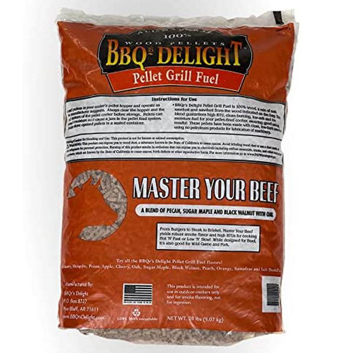 BBQr's Delight Master Your Beef Cooking Pellets 20lb Pecan Maple Black Walnut