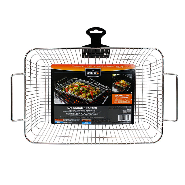 Mr Bar-B-Q Roast Basket Grill Topper Stainless Steel Wire Mesh W/ Dual Handles