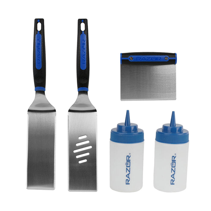 Razor 5 Piece Griddle Kit With Chopper/Scraper, 2 Spatulas, 2 Squeeze Bottles