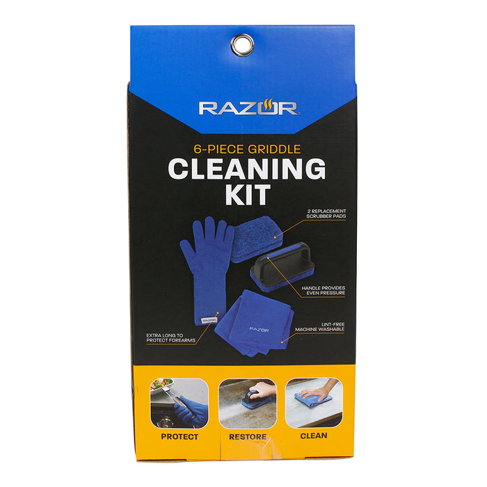 Griddle Cleaning Kit 6 Piece Set with Glove Scrubber Lint Free Towels 08828RZ