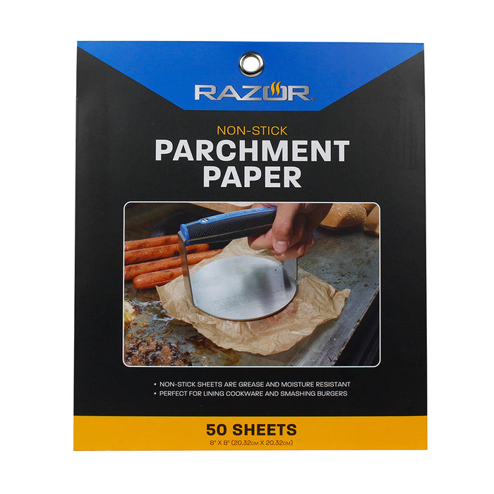 Razor Parchment Paper Non-Stick Liners Moisture-Resistant 8 x 8 Inch 50 Pack