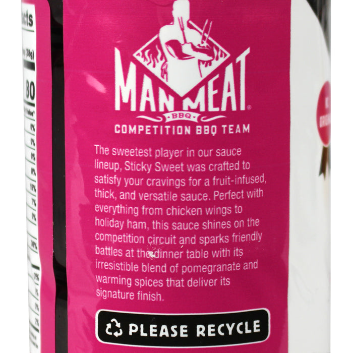 The Real Man Meat BBQ 16 Oz Sticky Sweet Competition BBQ Sauce 11019-ManMeat