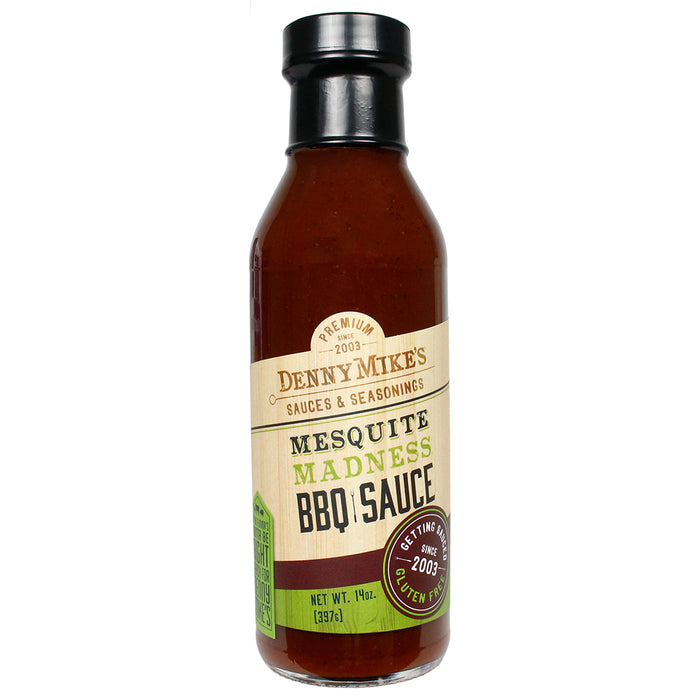 Denny Mike's Mesquite Madness BBQ Sauce Gluten Free Premium Ingredients 14 Ounce