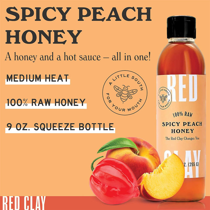 Red Clay Spicy Peach Honey Habanero Infused Sweet Heat Raw Gluten Free 9 Oz