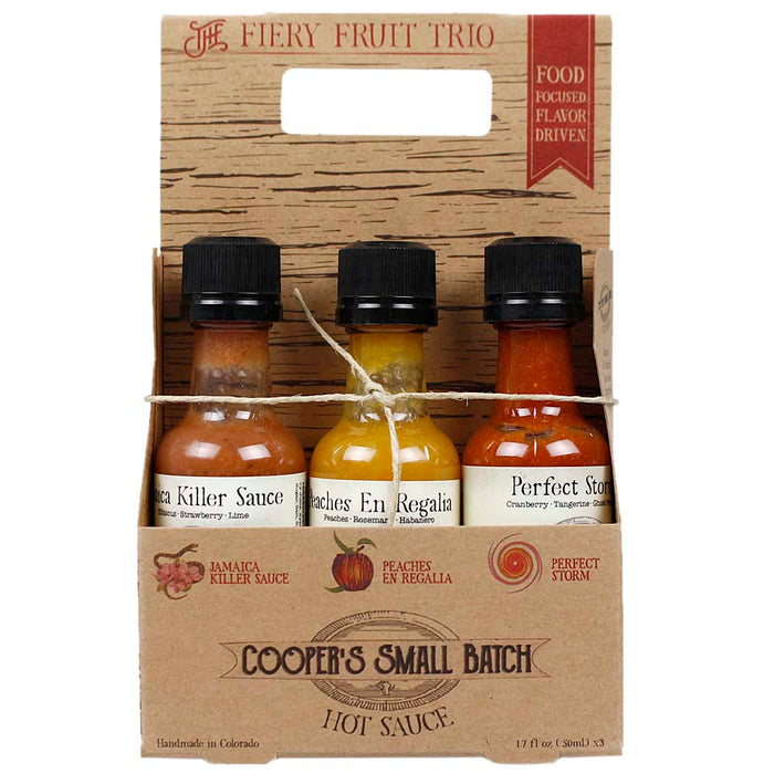Fiery Fruit Trio Hot Sauce Variety Pack Mild Medium Hot Cooper's Small Batch