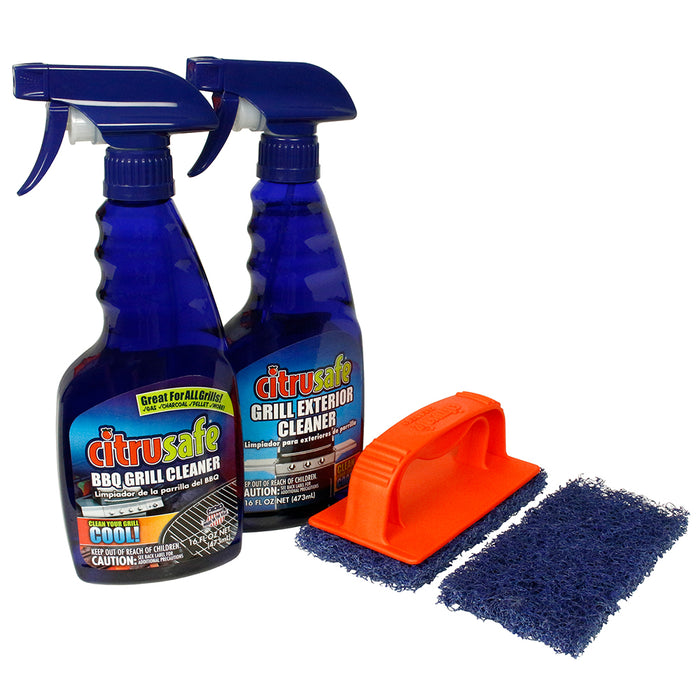 Citrusafe Complete Grill Care Kit Non-Toxic Citrus Spray with Scrubbing Brush