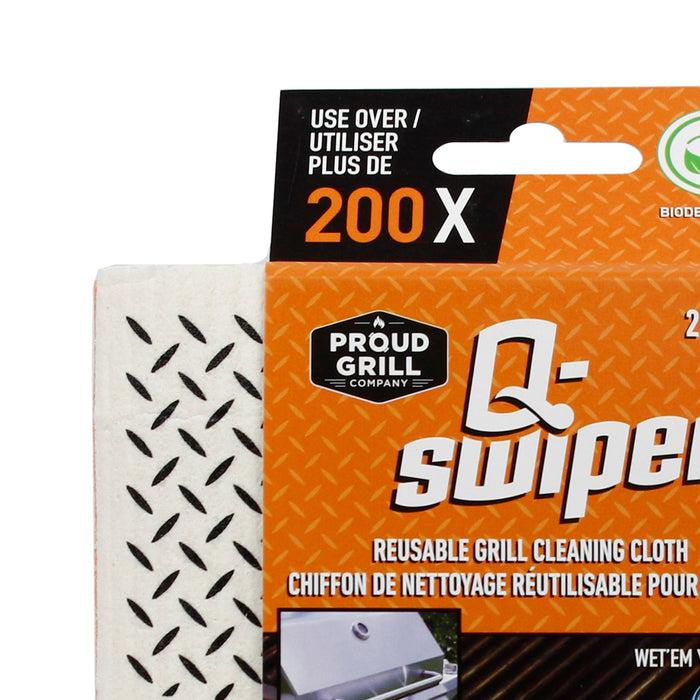 Q-Swiper Reusable Biodegradable Grill Cleaning Cloths Cellulose/Cotton 2 Pack