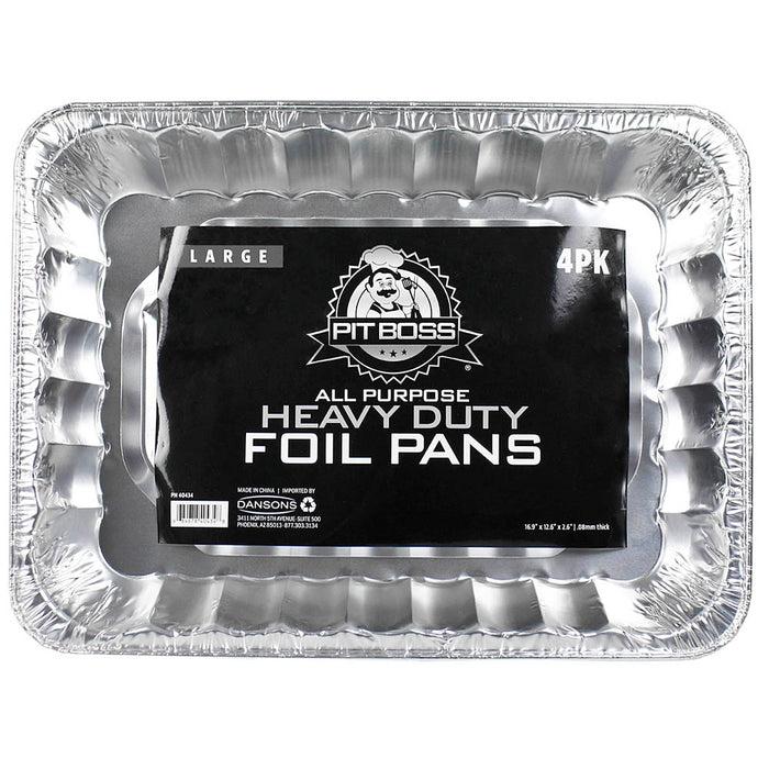 Pit Boss 16.9" x 12.6" x 2.6" All Purpose Foil Pans Heavy Duty 4 Pack 40434