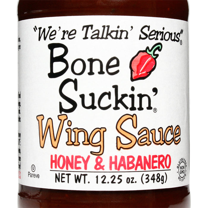 Bone Suckin Wing Sauce Honey & Habanero Sweet Spicy Gluten Free Non Gmo 12.25 Oz