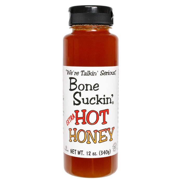 Bone Suckin' Extra Hot Honey Condiment Gluten Free Non GMO No HFCS 12 Ounce