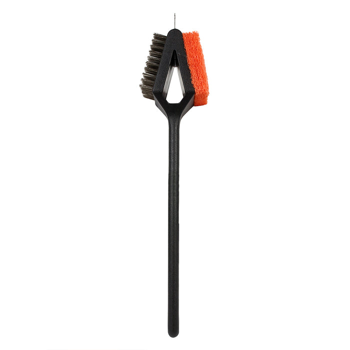 Mr Bar-B-Q Dual-Head Grill Brush With Bristles, Scrub Pad And Scraper Blade