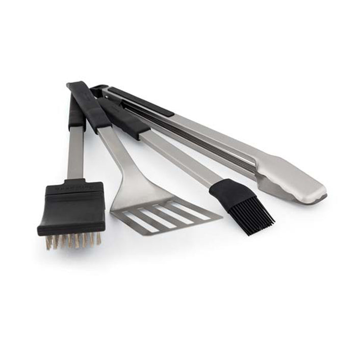 Broil King 4 Piece Baron Tool Set Tongs, Basting Brush Grill Brush Turner 64003