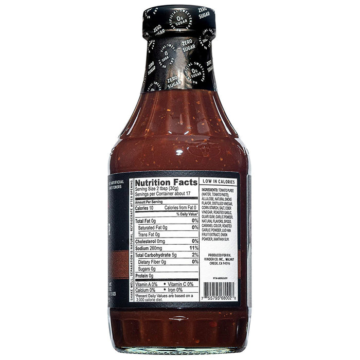 Kinder's Zero Sugar Roasted Garlic BBQ Sauce Handcrafted Gluten Free 17.5 Oz