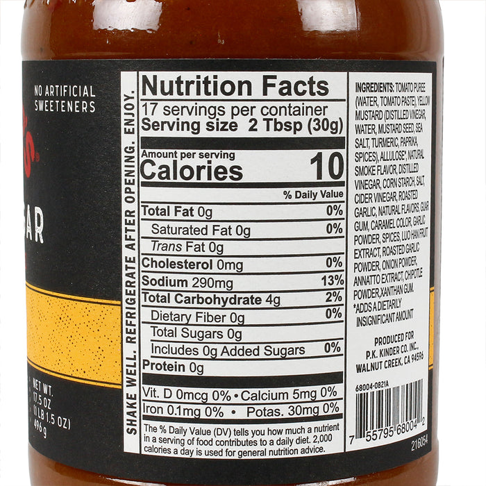 Kinder's Handcrafted Cali Gold BBQ Sauce Zero Sugar Gluten Free No HFCS 17.5 Oz