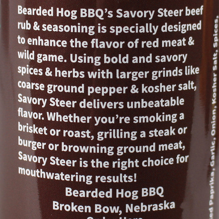 Bearded Hog BBQ Savory Steer Beef Rub & Seasoning 8.25 Oz No MSG 694685184096