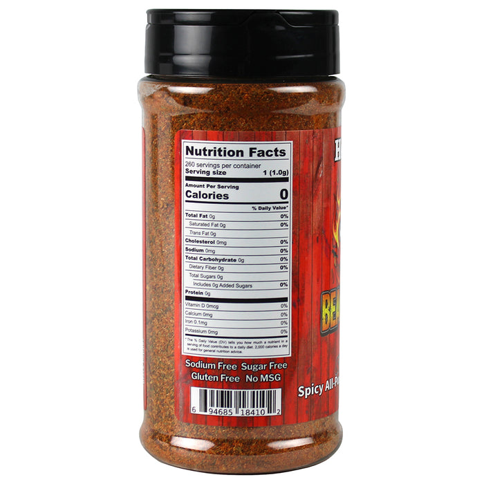 Bearded Hog BBQ Hot Hog Spicy All Purpose Rub & Seasoning 9.2 Oz 694685184102
