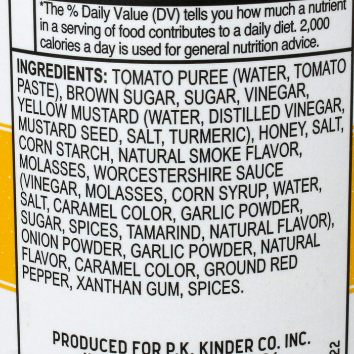 Kinder's Honey BBQ Sauce Premium Quality Handcrafted Gluten Free No HFCS 15.5 Oz