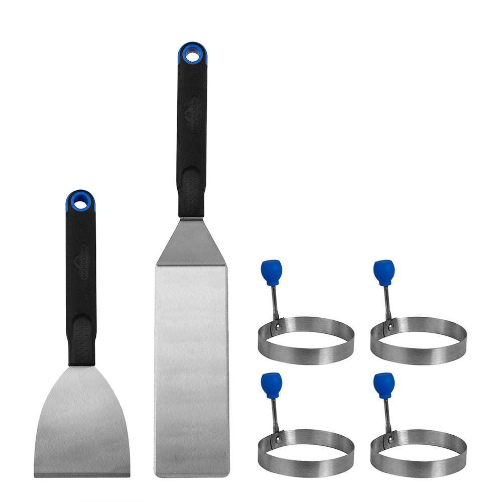 Napoleon Breakfast 6 Pc Tool Set Stainless Steel W/ 4 Egg Rings & Rubb ...
