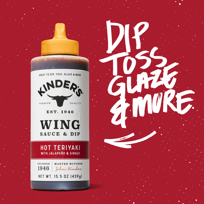 Kinders Hot Teriyaki Wing Sauce 15.5 Oz Jalapeno and Ginger No HFCS 70064