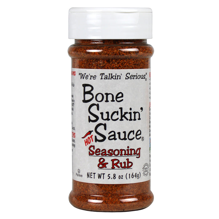 Bone Suckin' Sauce Hot Seasoning and Rub 5.8 Oz Bottle Non GMO Gluten & Fat Free