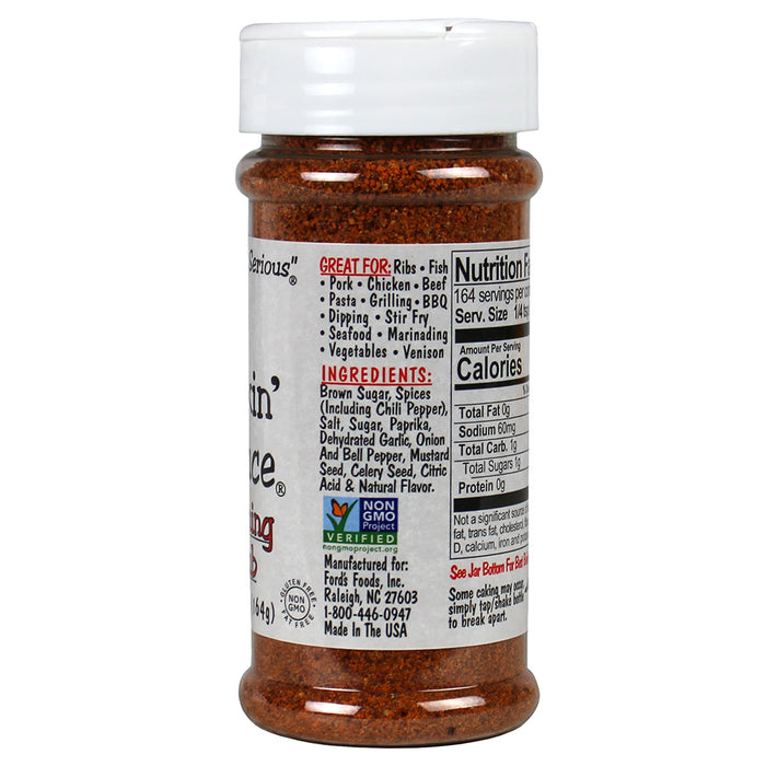 Bone Suckin' Sauce Hot Seasoning and Rub 5.8 Oz Bottle Non GMO Gluten & Fat Free