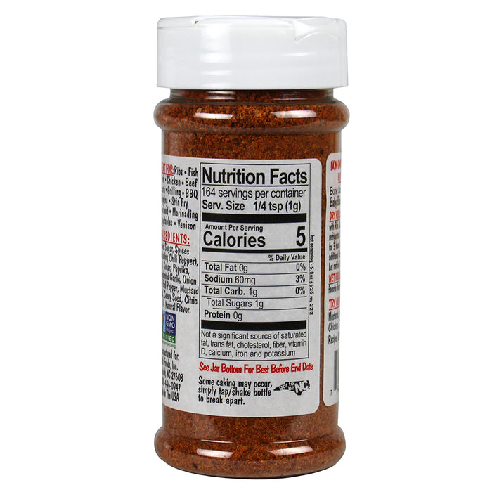 Bone Suckin' Sauce Hot Seasoning and Rub 5.8 Oz Bottle Non GMO Gluten & Fat Free