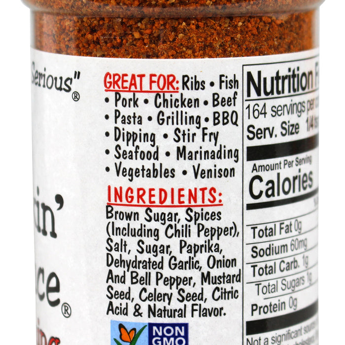 Bone Suckin' Sauce Hot Seasoning and Rub 5.8 Oz Bottle Non GMO Gluten & Fat Free