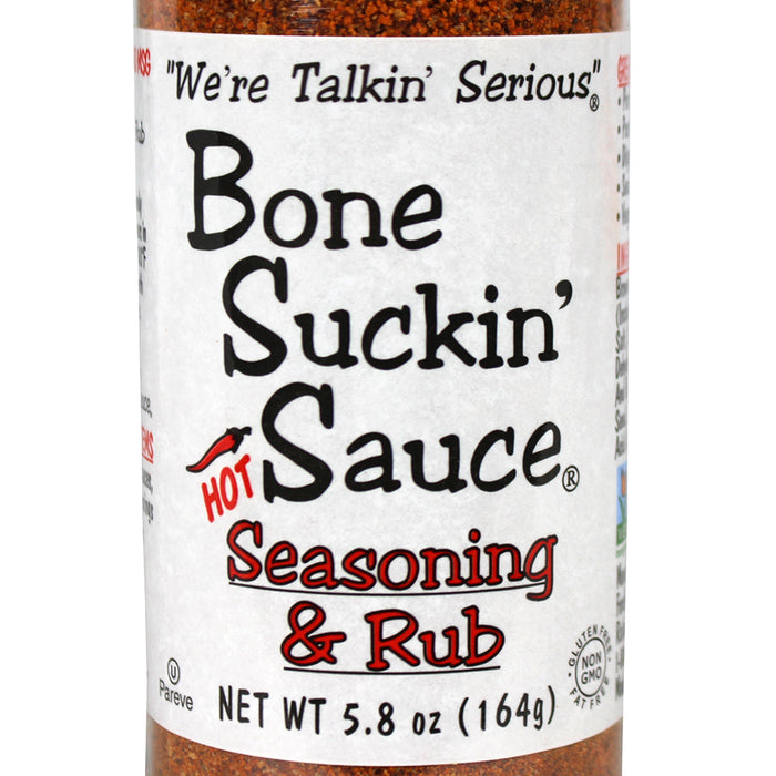 Bone Suckin' Sauce Hot Seasoning and Rub 5.8 Oz Bottle Non GMO Gluten & Fat Free