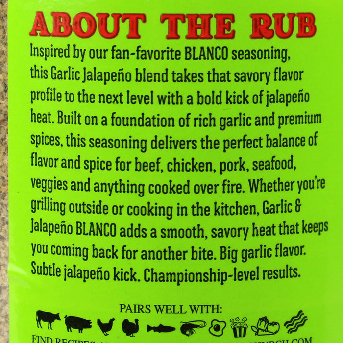 Meat Church Garlic & Jalapeno Blanco Seasoning 12 Oz Gluten Free