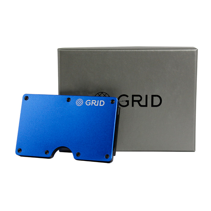 GRID Wallet Blue Aluminum Lightweight Card Holder w/ RFID Blocking Metal Panels