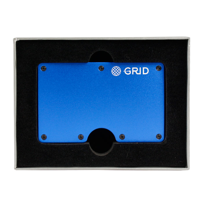 GRID Wallet Blue Aluminum Lightweight Card Holder w/ RFID Blocking Metal Panels