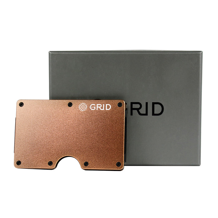 GRID Wallet Gold Aluminum Lightweight Card Holder w/ RFID Blocking Side Panels