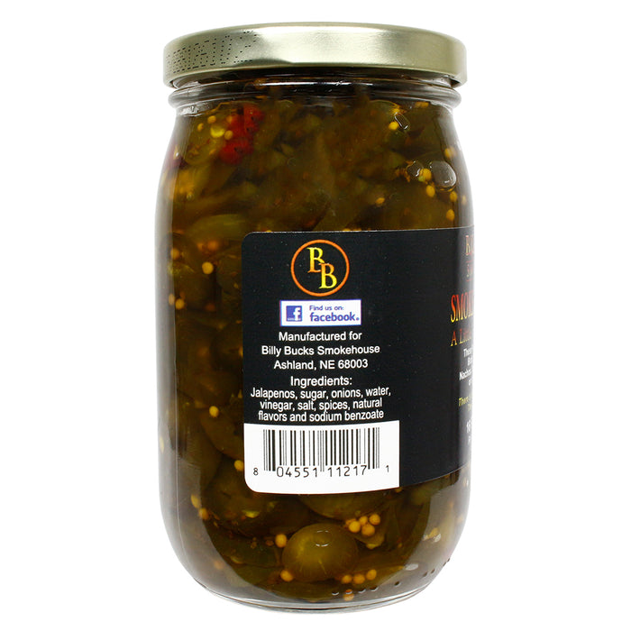 Billy Buck's Smokehouse Sweet Heat Jalapeno Peppers Barbecue Quality 16 Oz Jar