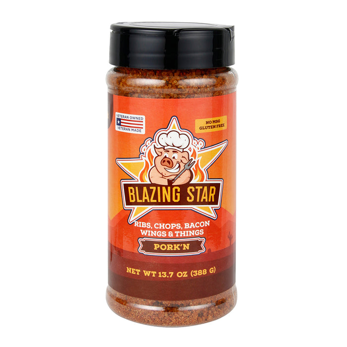 Blazing Star Pork'n Rub & Seasoning Sweet & Spicy Gluten Free No MSG 13.7 Oz