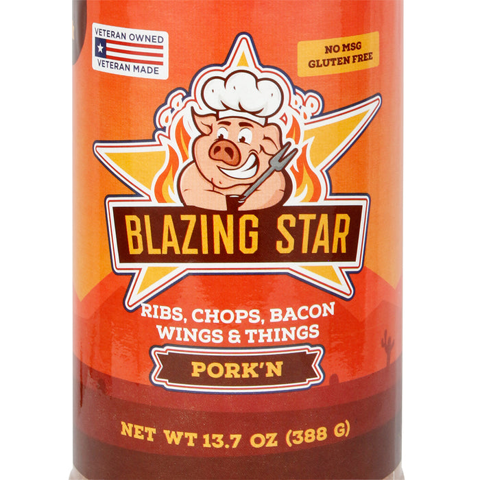 Blazing Star Pork'n Rub & Seasoning Sweet & Spicy Gluten Free No MSG 13.7 Oz