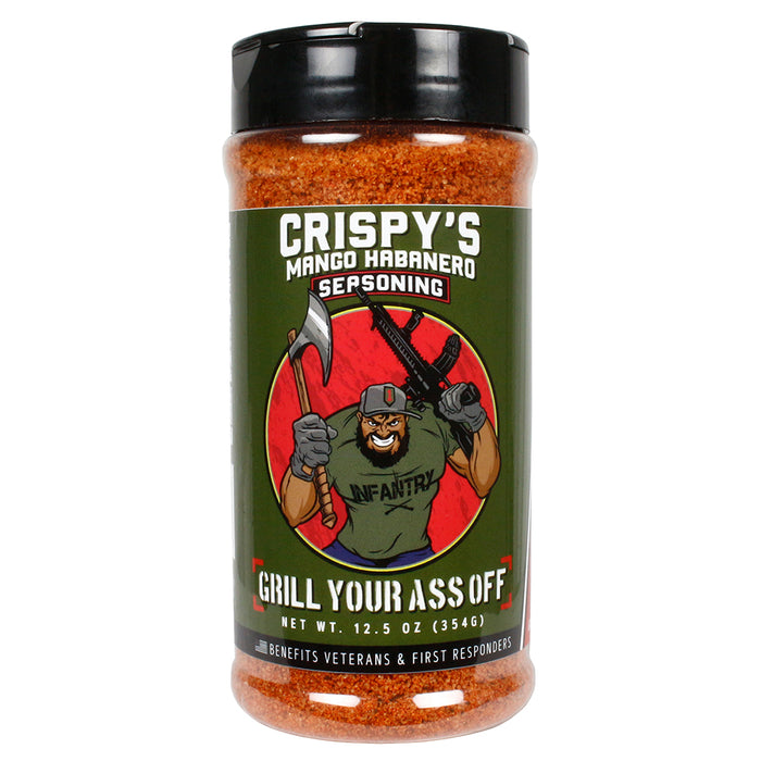 Grill Your Ass Off 12.5 oz Crispy's Mango Habanero Seasoning Tropical Sweet Heat