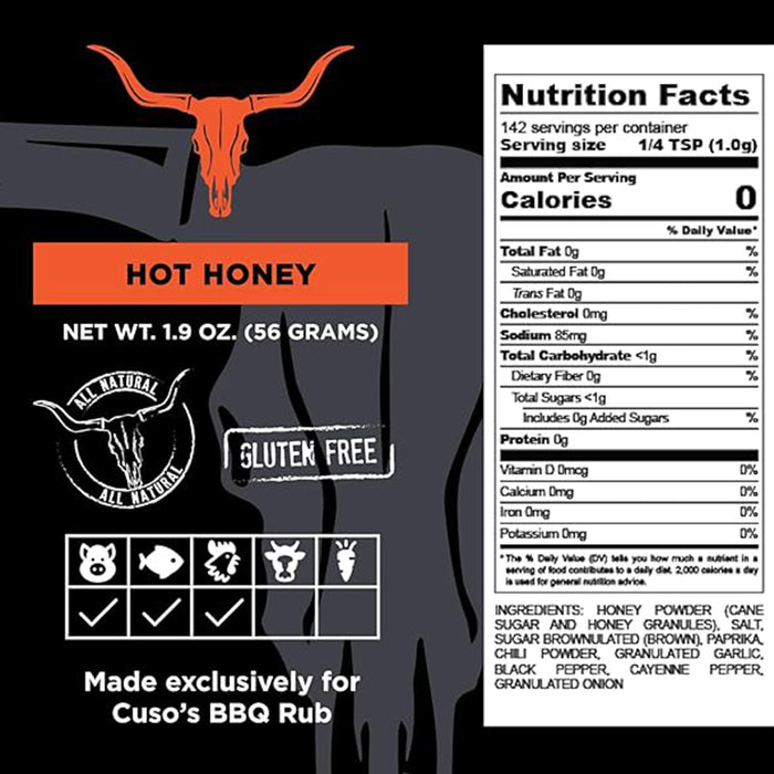 Cuso Cuts Hot Honey Seasoning Gluten Free Vegan Non GMO All Natural CUSO-HHONEY