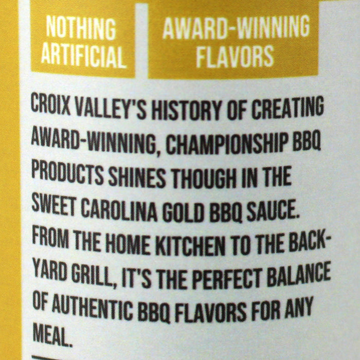 Croix Valley Foods Foundry Series Sweet Carolina Gold BBQ Sauce 14 Oz Vegan