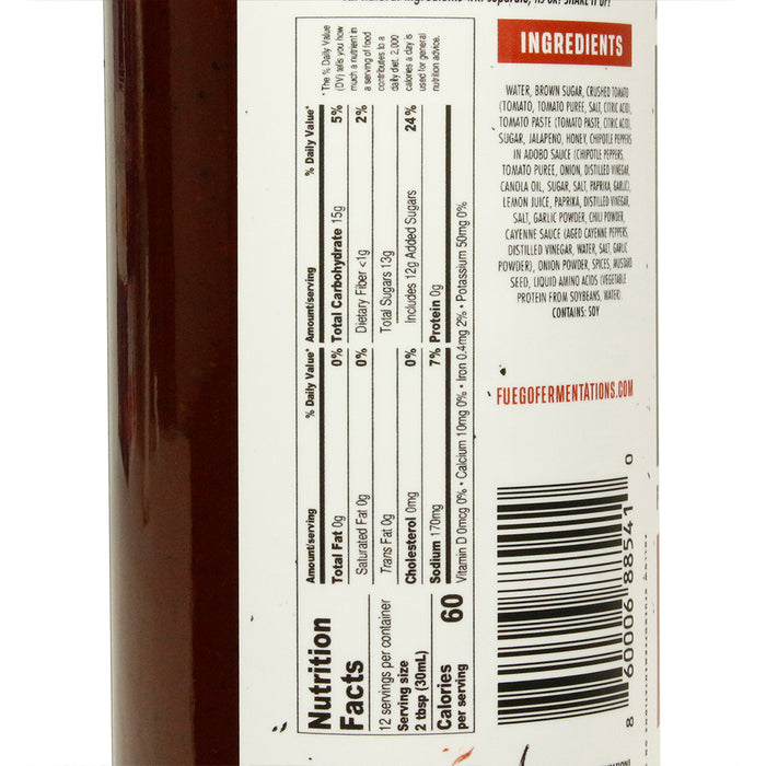 Fuego Fermentations Fuego Q BBQ Sauce Sweet & Savory Gluten Free Vegan 12 Ounce