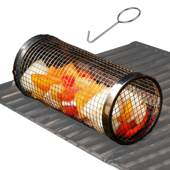 Grill Accessories, Rolling BBQ Basket, Grilling Tube for Veggies