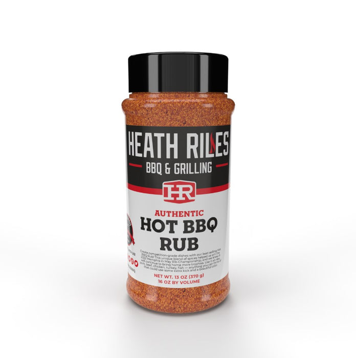 Heath Riles HOT BBQ Rub 16 Oz Bottle Award Winning Gluten and MSG Free 00297