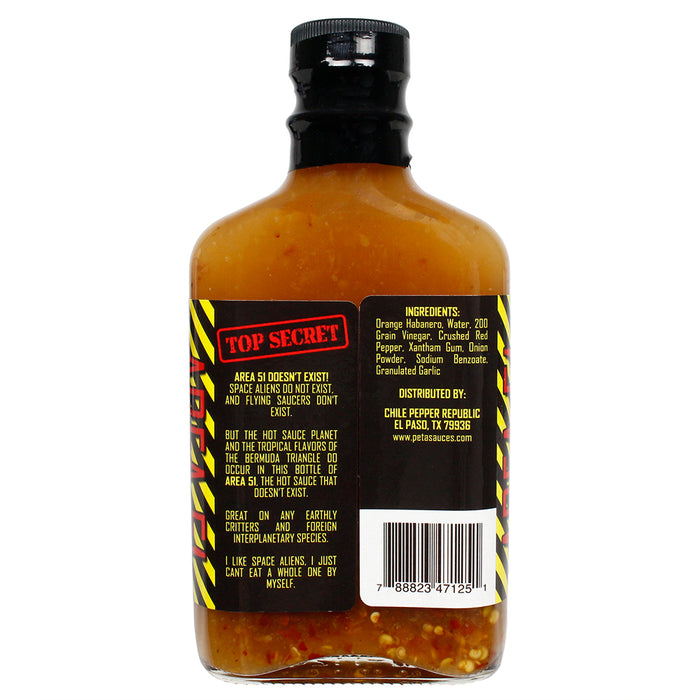 Area 51 The Hot Sauce That Doesn't Exist 8 out of 10 Heat Rating 6.75 Fluid Oz
