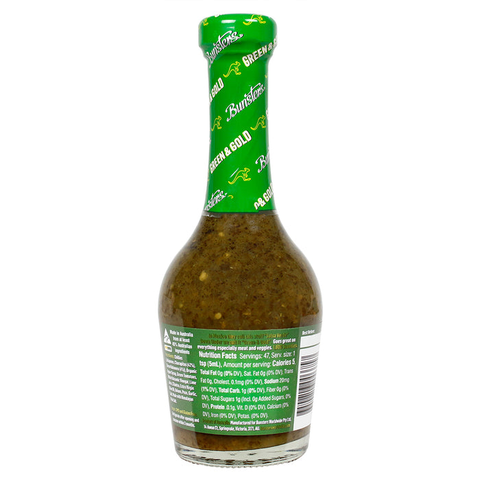 Bunsters Green & Gold Hot Sauce 8/10 Heat Jalapeno & Charapita Chili 8 Ounce