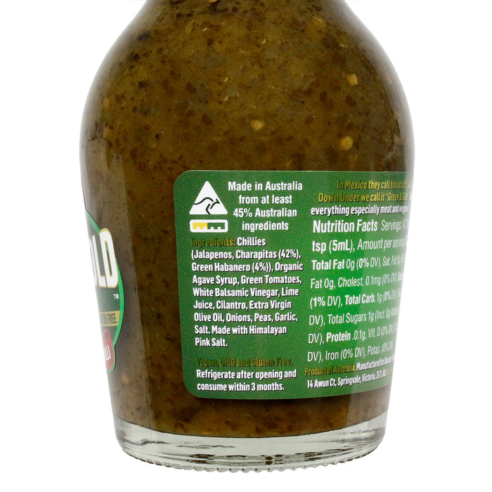 Bunsters Green & Gold Hot Sauce 8/10 Heat Jalapeno & Charapita Chili 8 Ounce