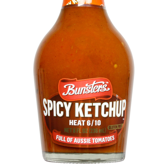 Bunsters Spicy Australian Ketchup Heat 6/10 Vegan Gluten Free Non Gmo 8 Fl Oz