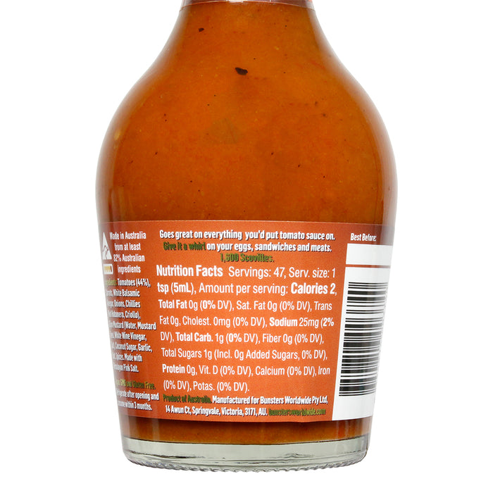 Bunsters Spicy Australian Ketchup Heat 6/10 Vegan Gluten Free Non Gmo 8 Fl Oz