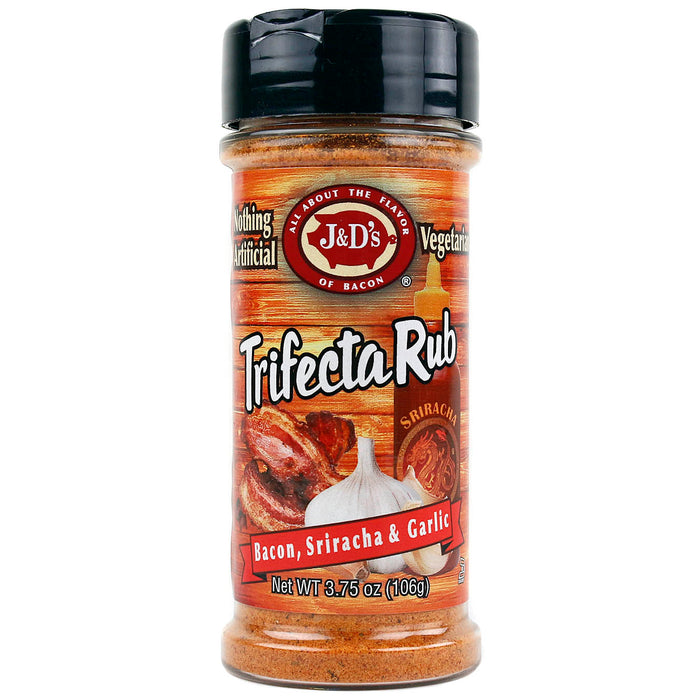 J&D's Trifecta Seasoning & Rub 3.75oz Bacon Sriracha & Garlic Seasoning Spice